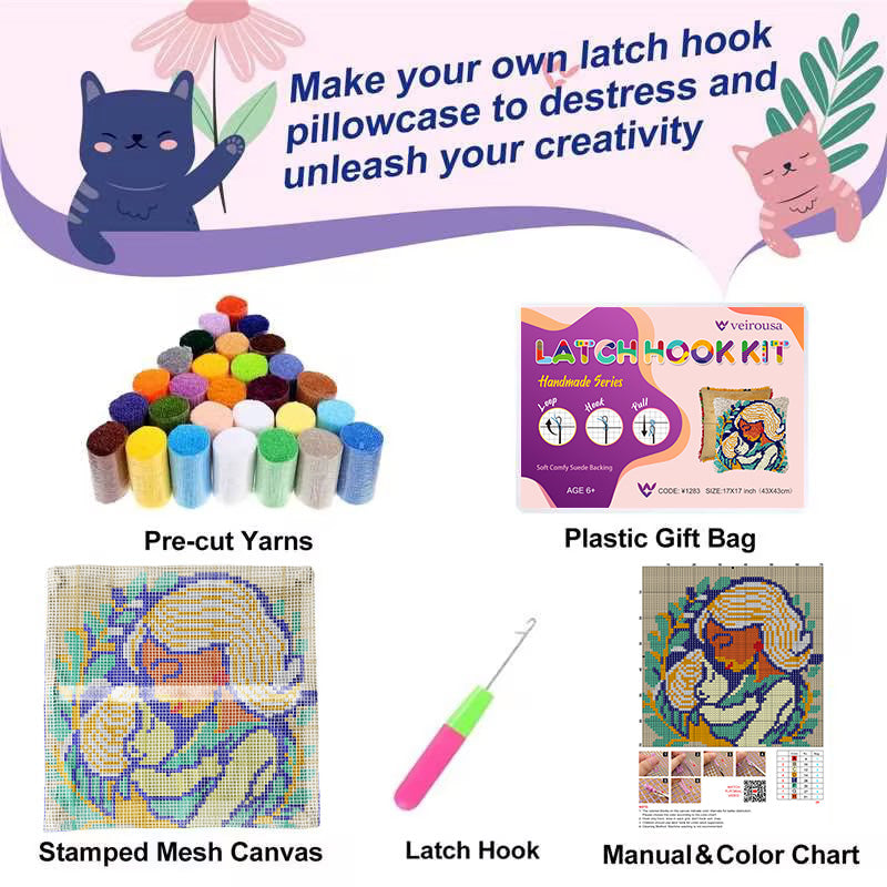 Kind Mother Latch Hook Pillow Kit