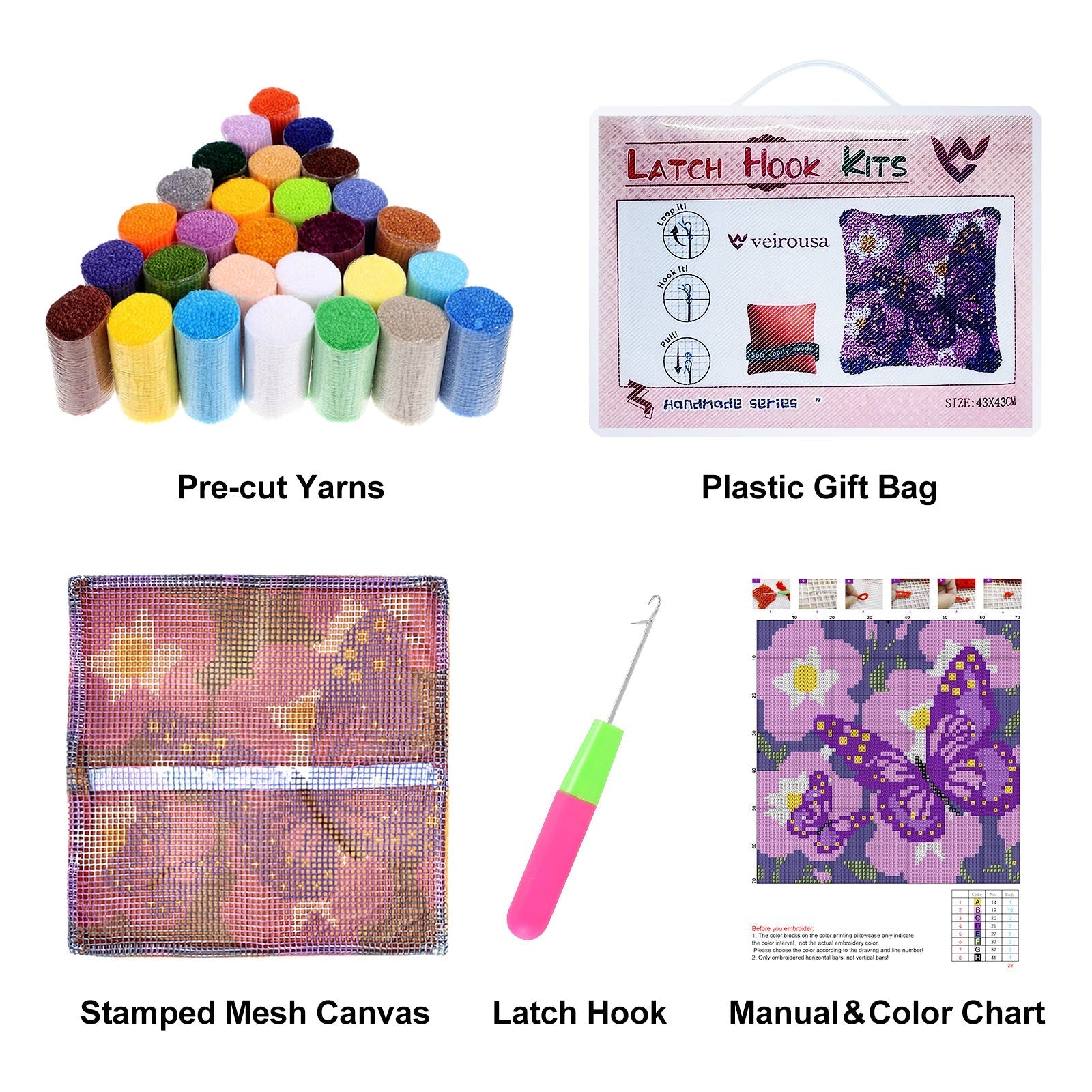 Tropical Flamingos Latch Hook Pillow Kit