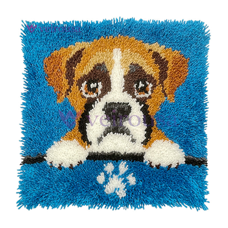 Boxer Puppy Latch Hook Pillow Kit