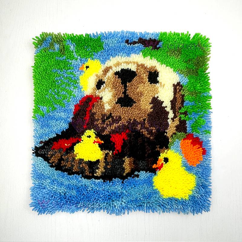 Playful Otter Latch Hook Pillow Kit