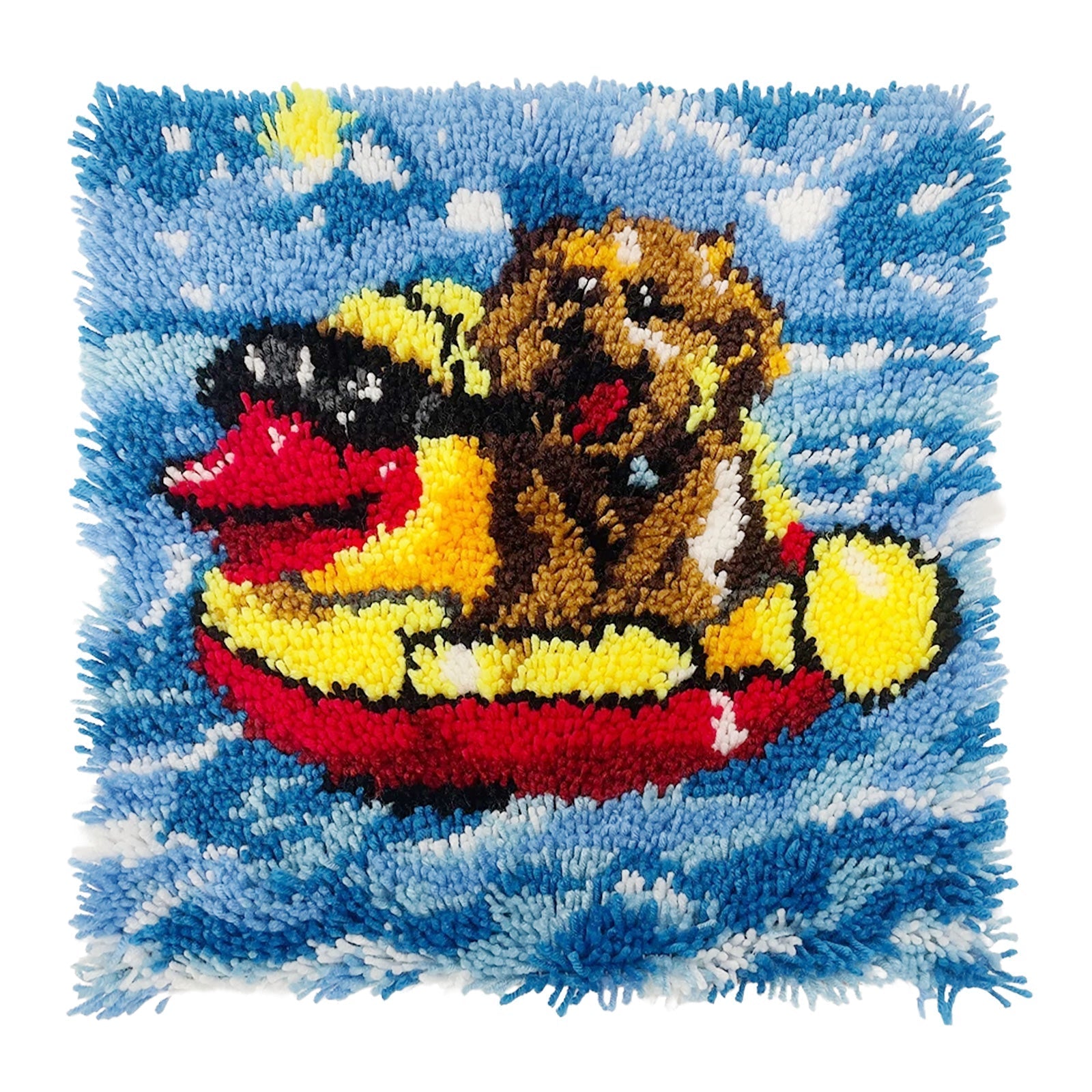 Splashing Teddy Puppy Latch Hook Pillow Kit