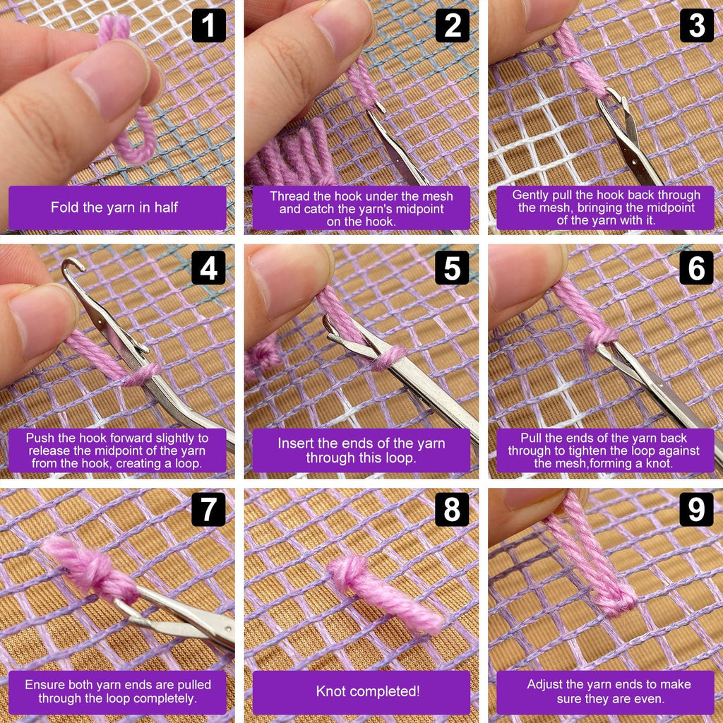 Moonlight Owl Latch Hook Pillow Kit