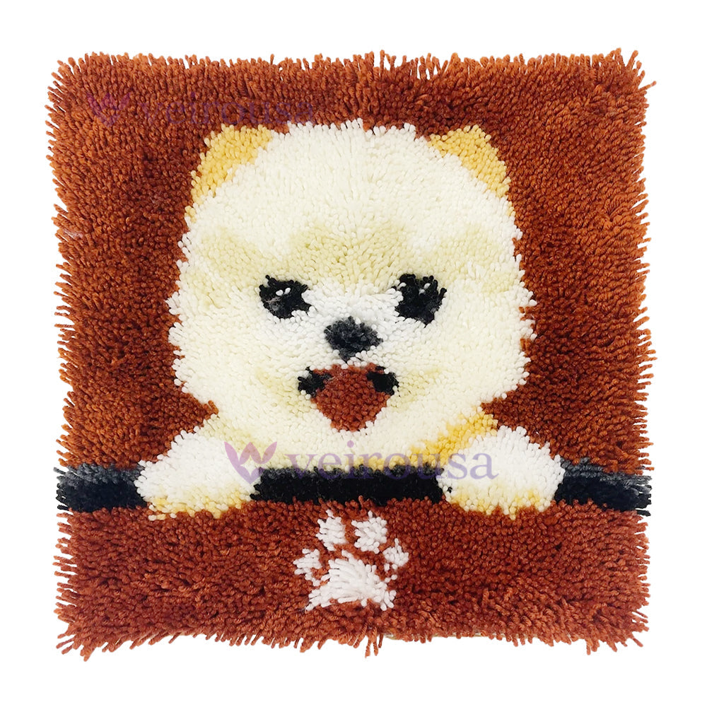 Pomeranian Puppy Latch Hook Pillow Kit