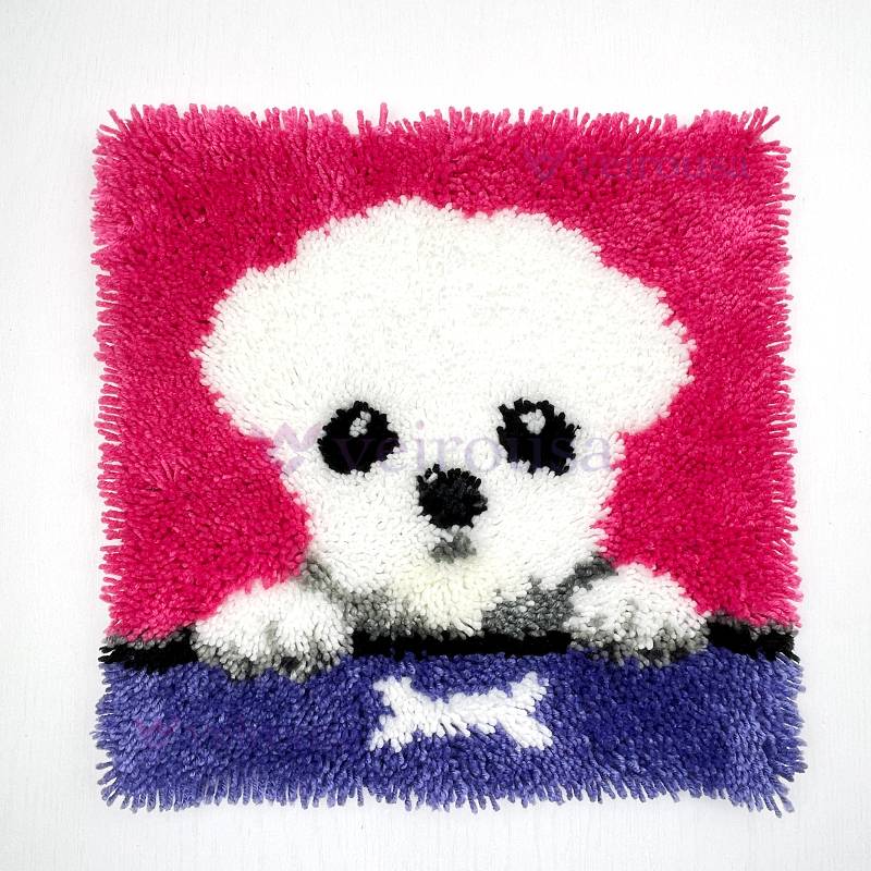 Maltese Puppy Latch Hook Pillow Kit