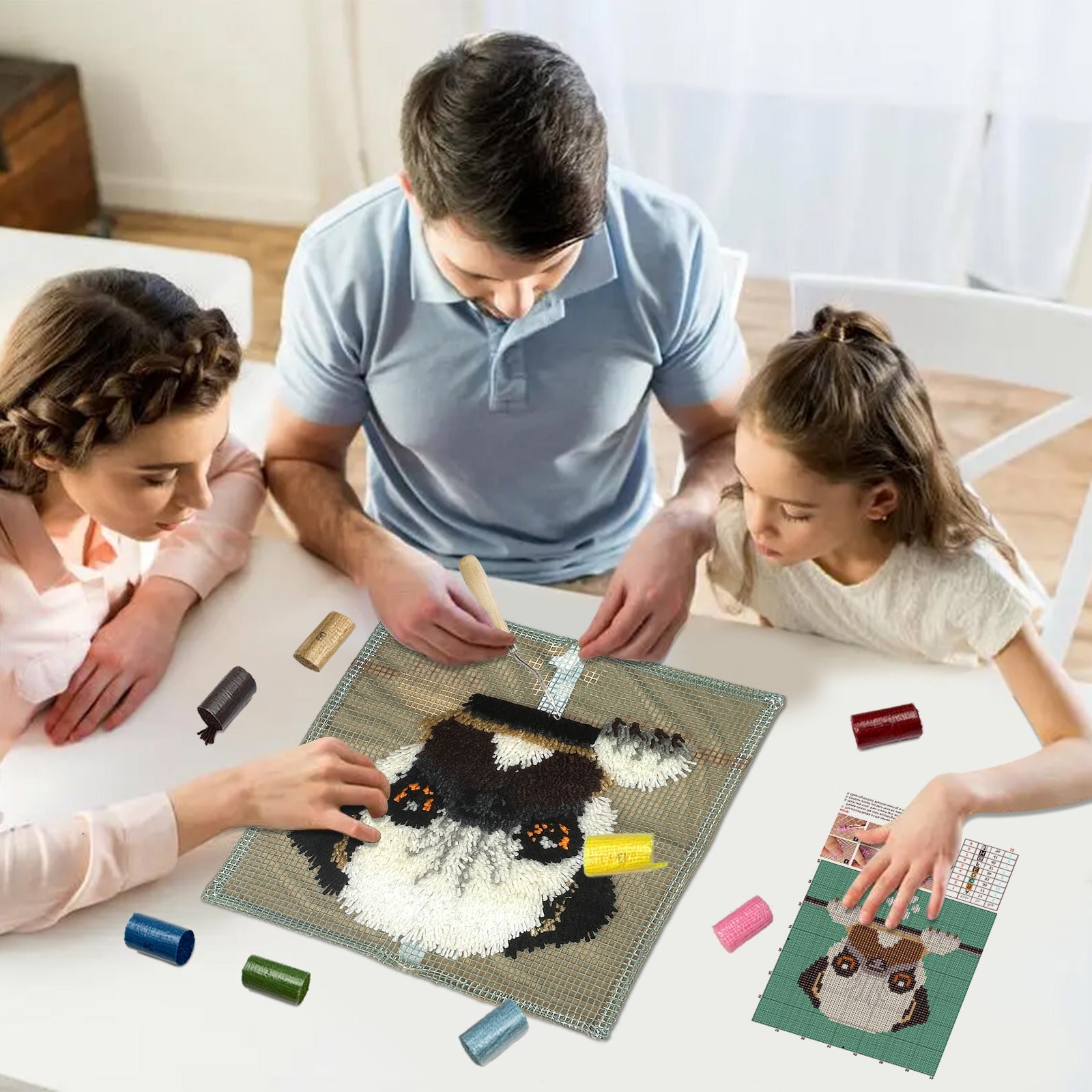 Lioness and cubs Latch Hook Pillow Kit