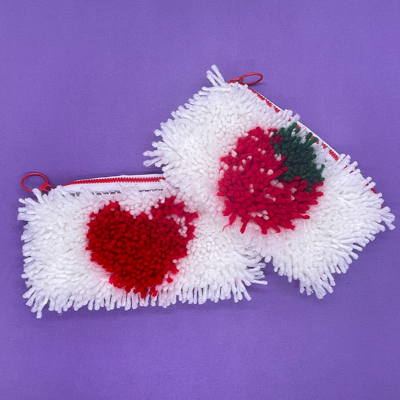 Strawberry Banana and Heart Pencil Case Latch Hook Kit