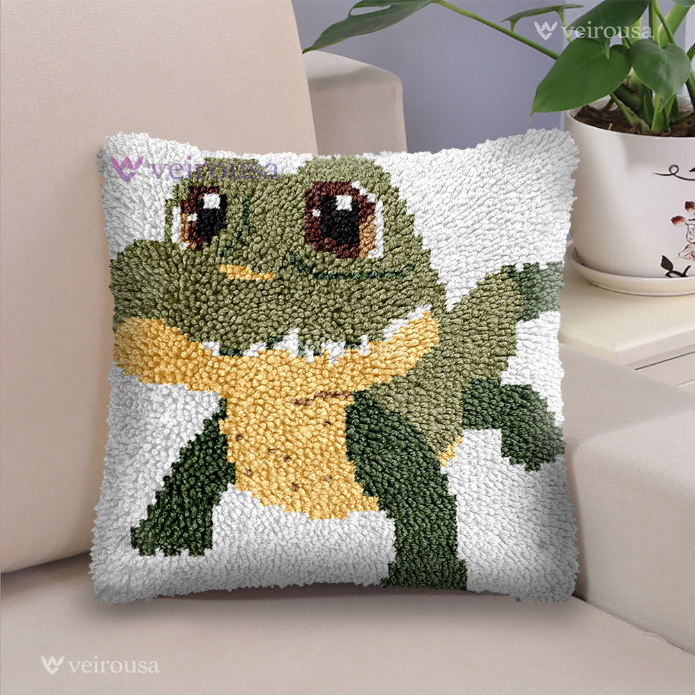 Cute Crocodile Latch Hook Pillow Kit