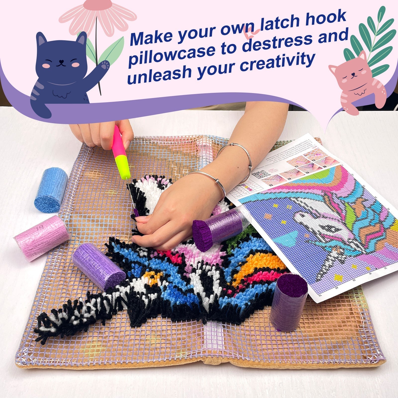 Moon Witch Halloween Latch Hook Pillow Kit