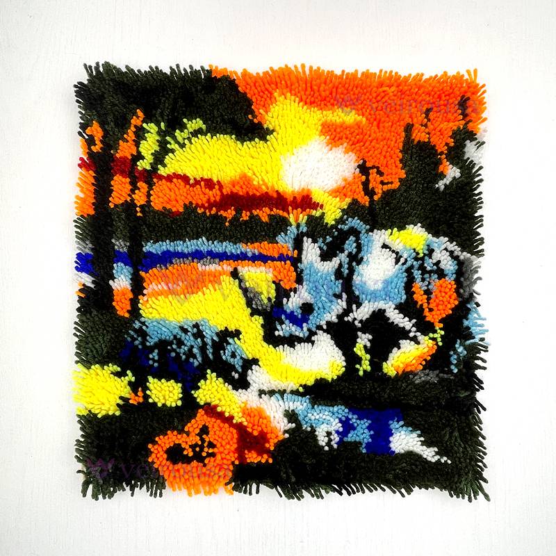 African Rhinos Latch Hook Pillow Kit