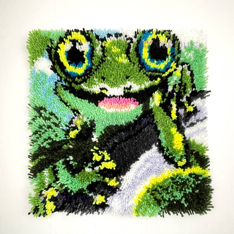 Naughty Frog Latch Hook Pillow Kit