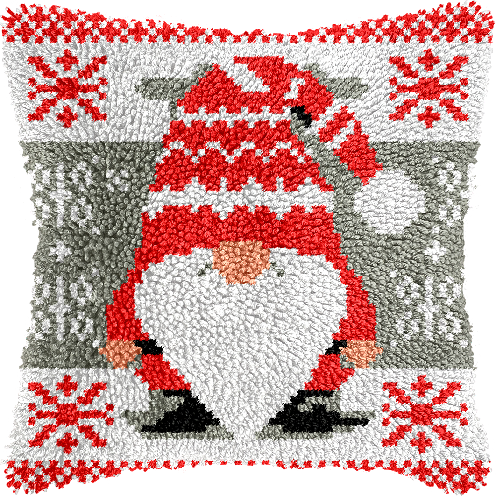 Christmas Gnomes Latch Hook Pillow Kit