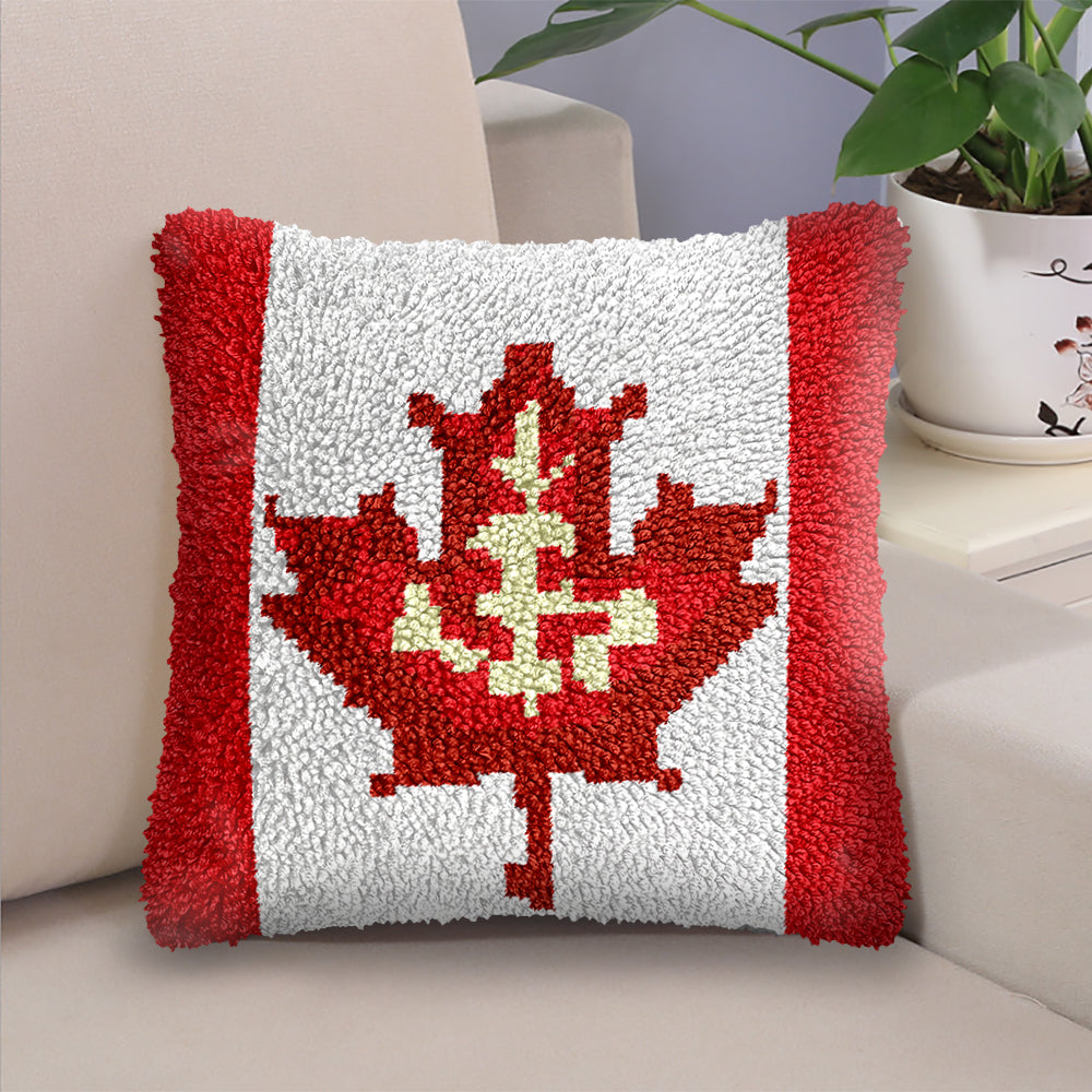 Veirousa Canadian Flag Latch Hook Pillow Kit