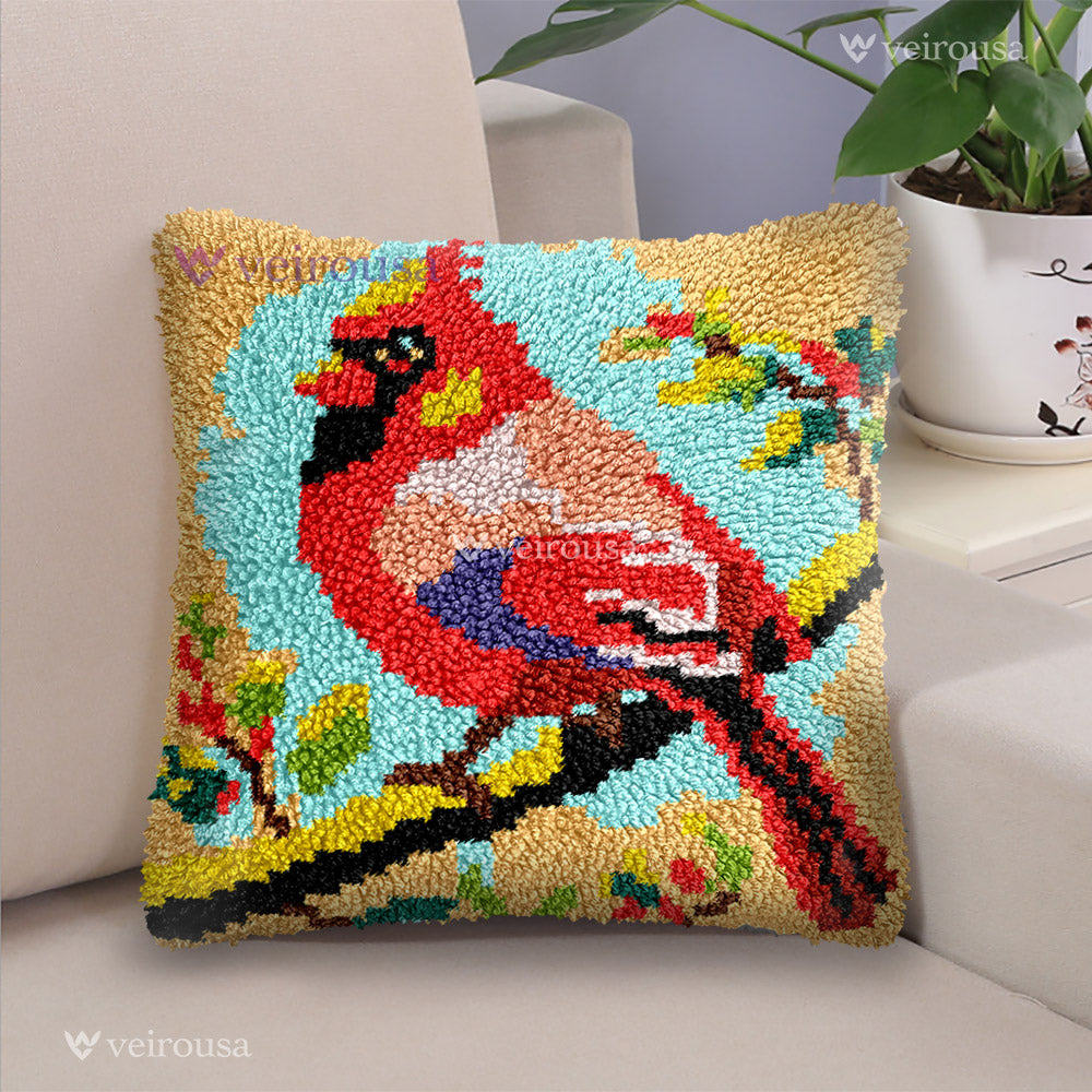 Veirousa Cardinal Latch Hook Pillow Kit