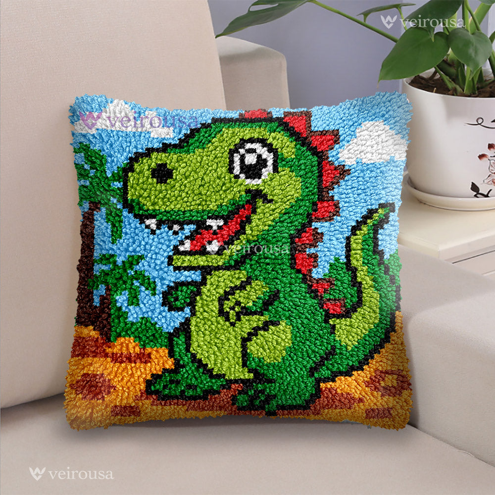 Veirousa Cartoon Dino Latch Hook Pillow Kit
