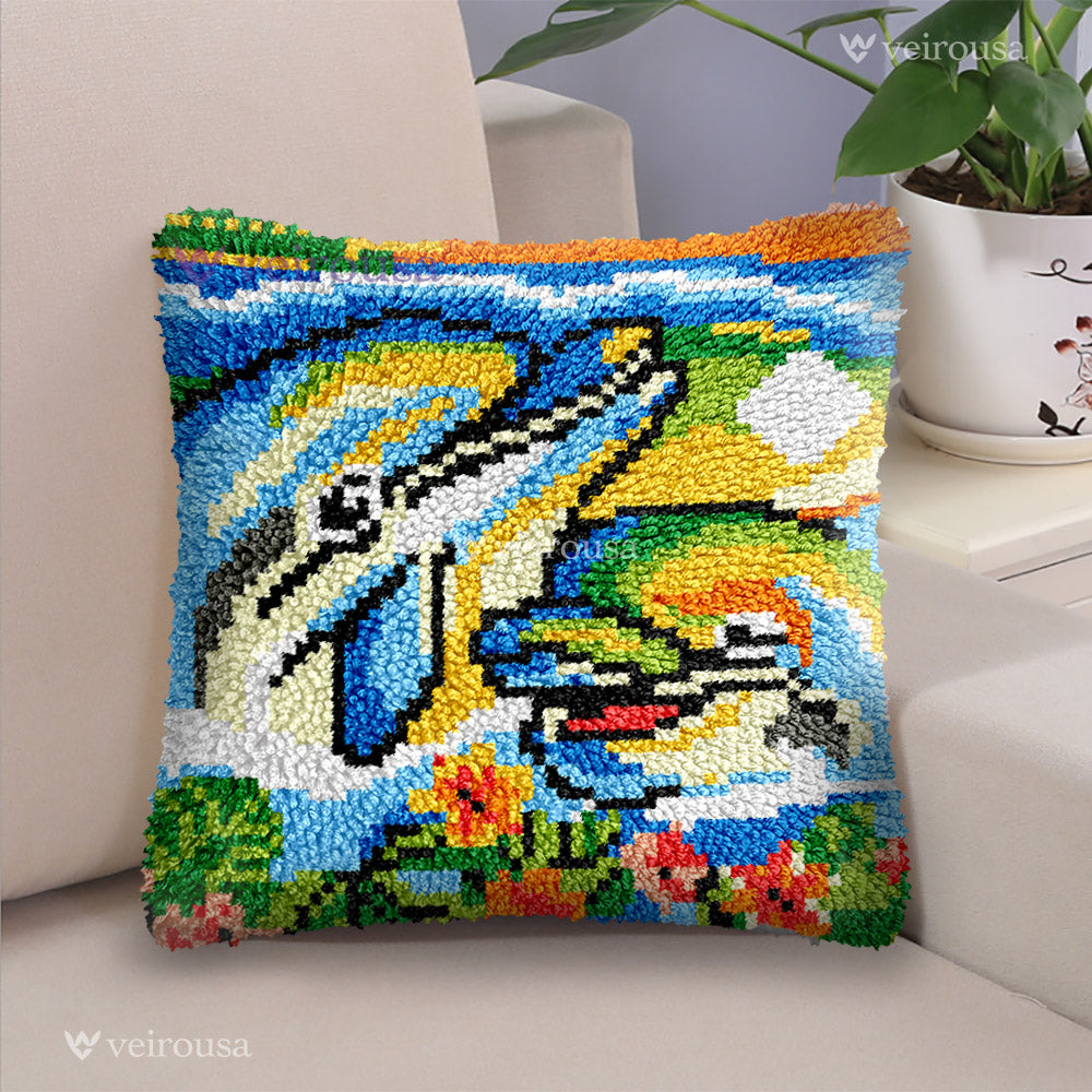 Veirousa Couple Dolphins Latch Hook Pillow Kit