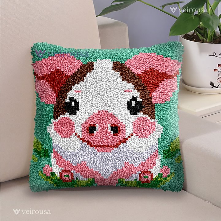 Veirousa Cute Pig Latch Hook Pillow Kit