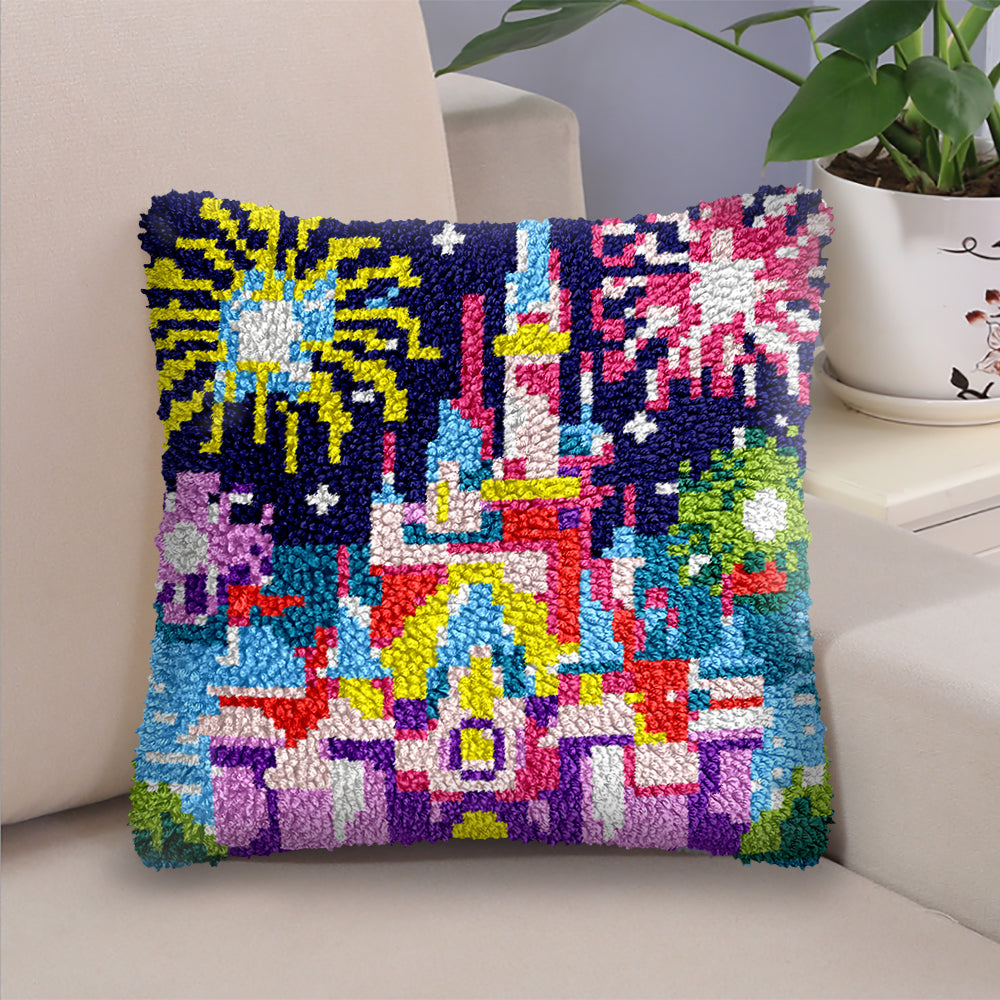 Veirousa Firework and Castle Latch Hook Pillow Kit