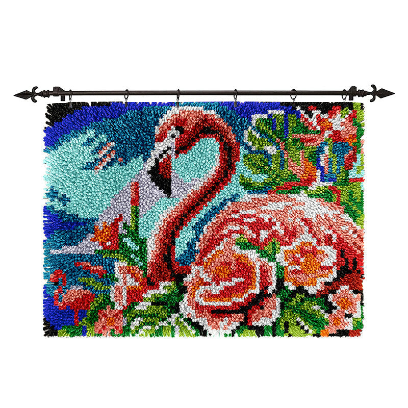 Veirousa Flamingo and Floral Latch Hook Pillow Kit