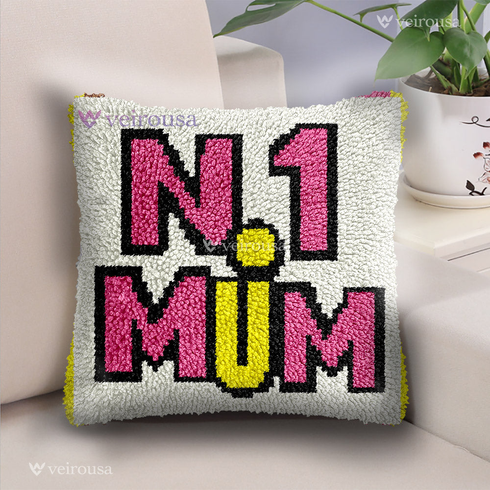Veirousa No.1 Mom Latch Hook Pillow Kit – DIY Gift for Mother’s Day