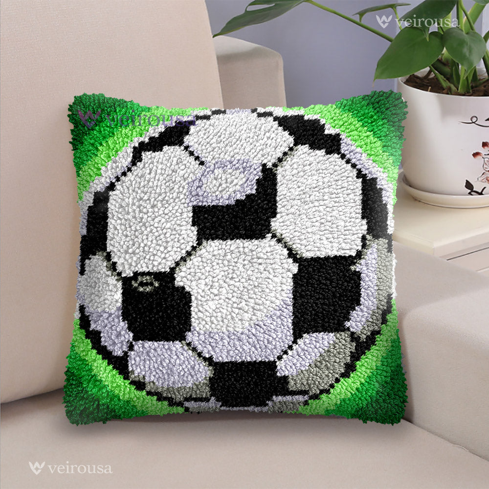 Veirousa Soccer Ball Latch Hook Pillow Kit