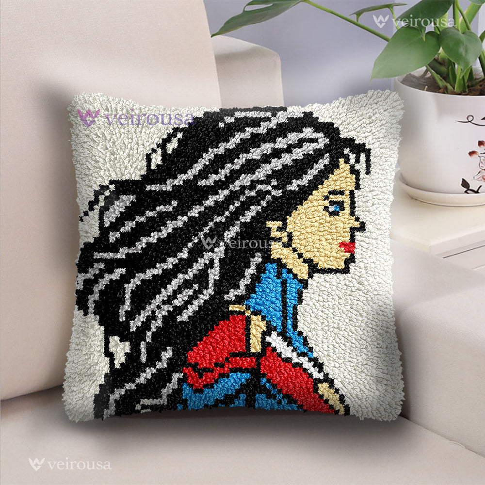 Veirousa Super Mom Design Latch Hook Pillow Kit