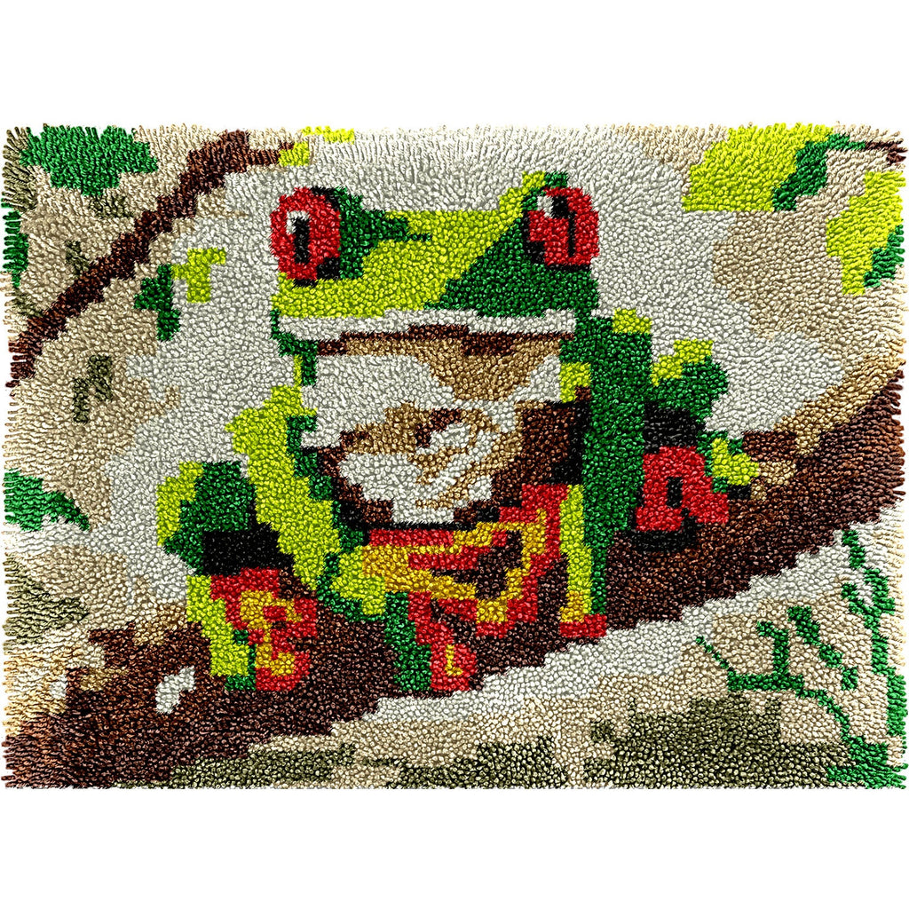 Veirousa Cute Forest Frog Latch Hook Rug Kit
