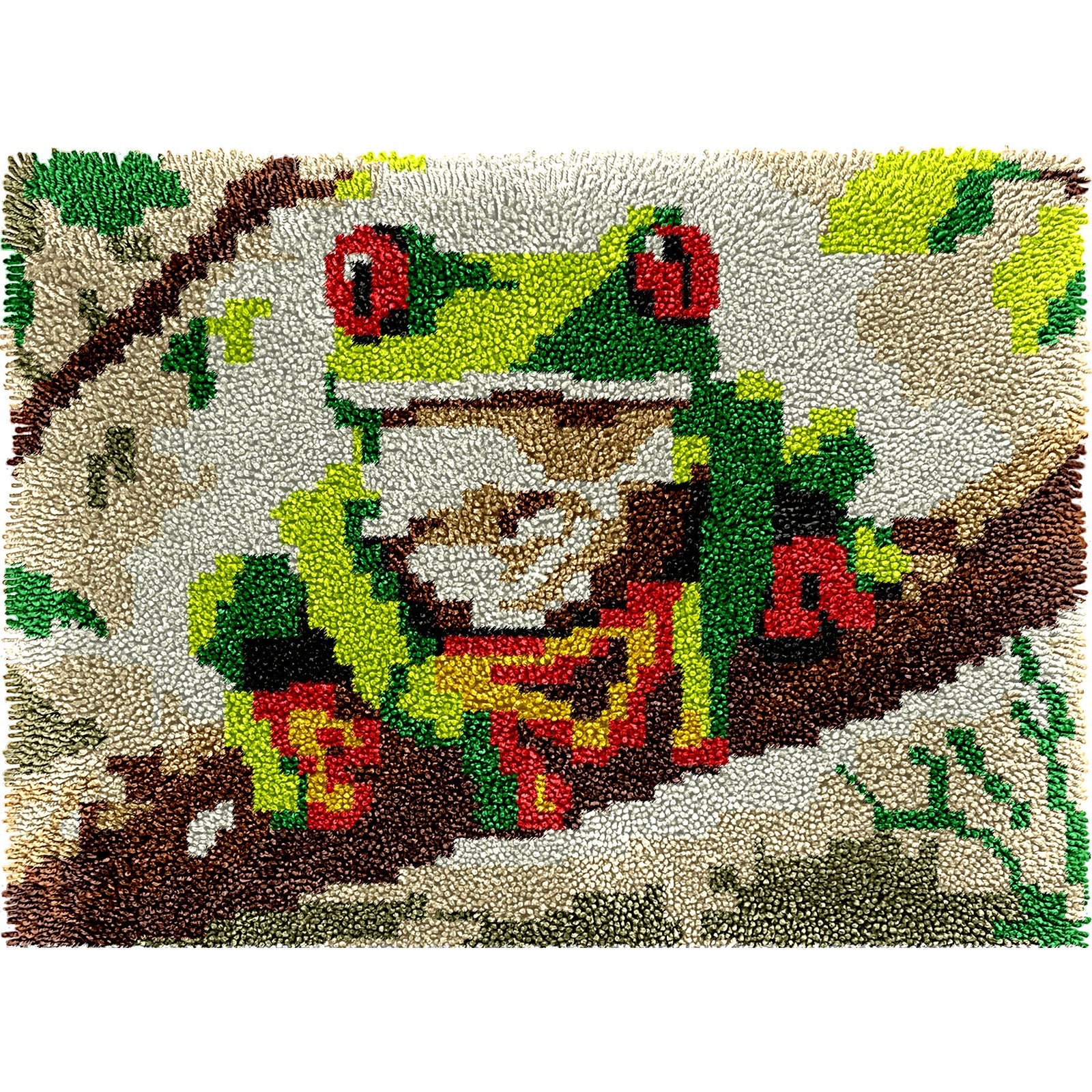 Veirousa Cute Forest Frog Latch Hook Rug Kit